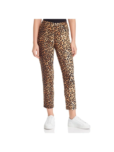 Shop Lucy Paris Nahla Womens Animal Print Cropped Straight Leg Pants In Brown