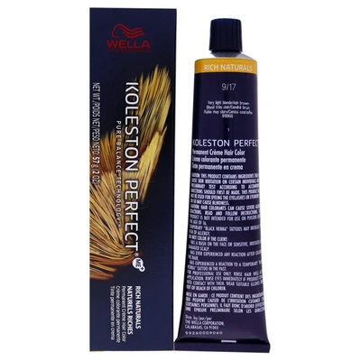 Shop Wella Koleston Perfect Permanent Creme Hair Color - 9 17 Very Light Blonde-ash Brown For Unisex 2 oz Hair  In Blue