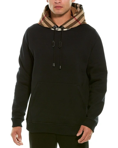 Shop Burberry Check Hoodie In Grey