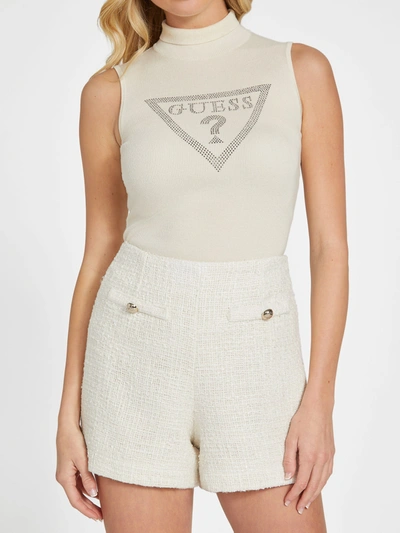 Shop Guess Factory Dianne Boucle Tweed Shorts In White