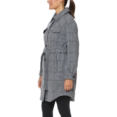 Shop Vince Camuto Womens Houndstooth Warm Wool Coat In Grey