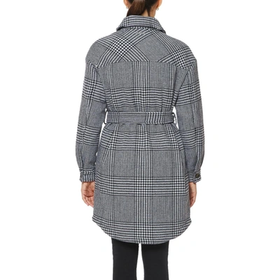 Shop Vince Camuto Womens Houndstooth Warm Wool Coat In Grey
