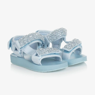 Shop Monnalisa Girls Blue Crystal Sandals