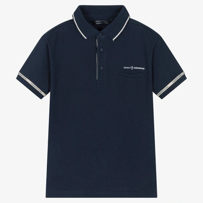 Shop Mayoral Nukutavake Boys Blue Cotton Polo Shirt