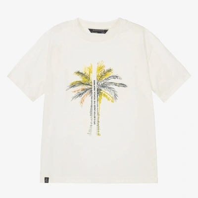 Shop Mayoral Nukutavake Boys Ivory Cotton Palm Tree T-shirt