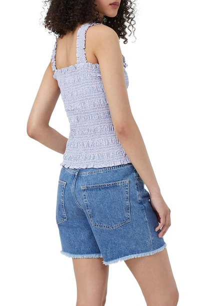 Shop French Connection Smocked Organic Cotton Tank In Forget Me Not Multi