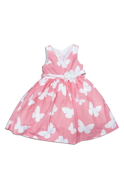 Shop Joe-ella Kids' Butterfly Tie Waist Dress In Pink