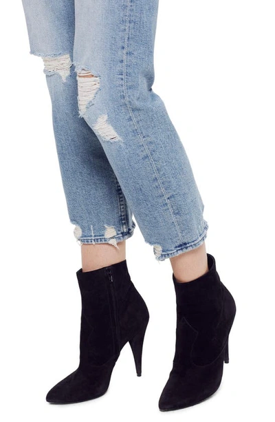 Shop Mother The Tomcat Ripped Crop Straight Leg Jeans In The Confession