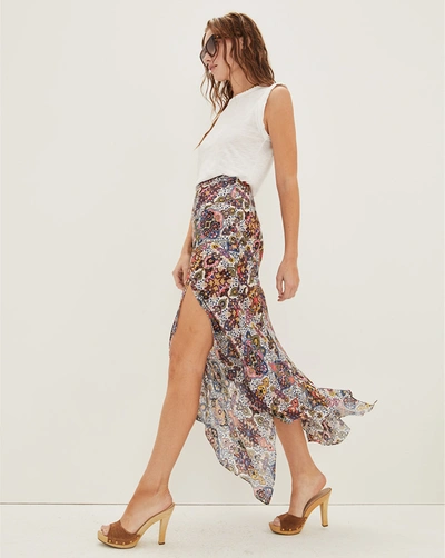 Shop Veronica Beard Mac Tapestry-print Skirt In Multi