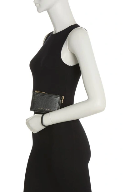 Marc Jacobs Top Zip Leather Wristlet In Black