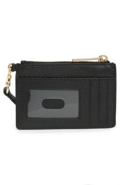 Marc Jacobs Top Zip Leather Wristlet In Black