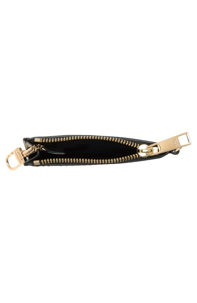 Marc Jacobs Top Zip Leather Wristlet In Black