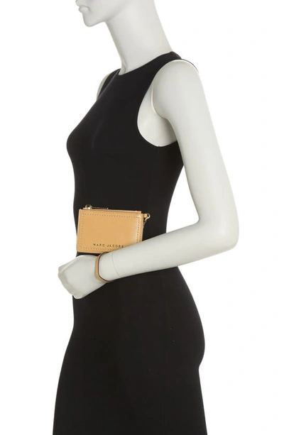 Shop Marc Jacobs Top Zip Leather Wristlet In Iced Coffee