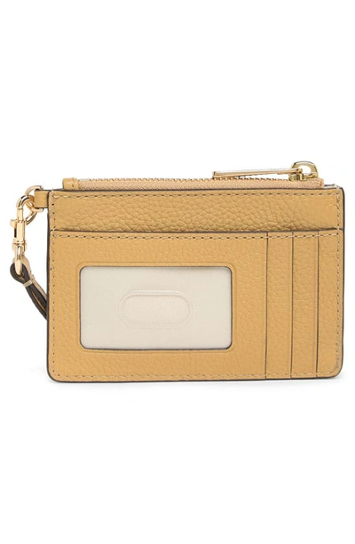 Shop Marc Jacobs Top Zip Leather Wristlet In Iced Coffee
