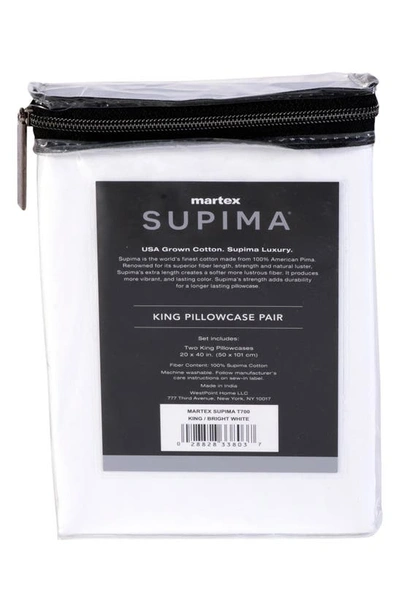 Martex Set Of 2 Solid 700 Thread Count 100% Supima Cotton Pillowcases In Bright White