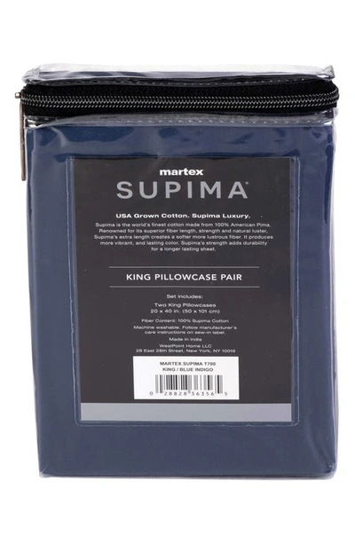 Martex Set Of 2 Solid 700 Thread Count 100% Supima Cotton Pillowcases In Blue Indigo