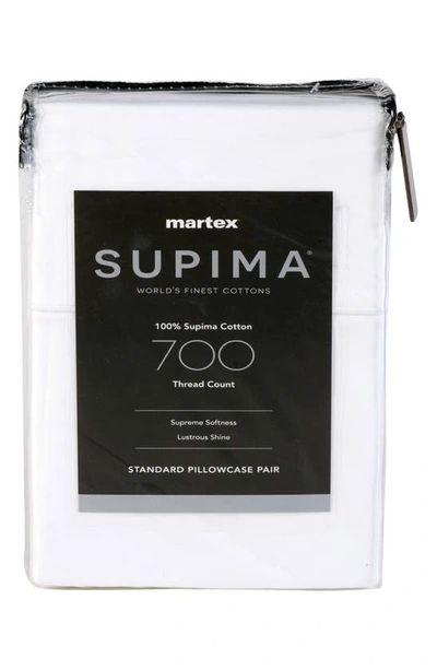 Martex Set Of 2 Solid 700 Thread Count 100% Supima Cotton Pillowcases In Bright White