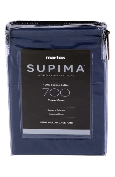 Shop Martex Set Of 2 Solid 200 Thread Count 100% Supima Cotton Pillowcases In Blue Indigo