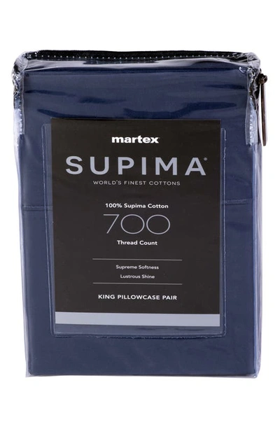 Martex Set Of 2 Solid 700 Thread Count 100% Supima Cotton Pillowcases In Blue Indigo