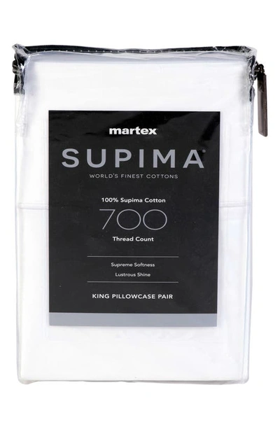 Martex Set Of 2 Solid 700 Thread Count 100% Supima Cotton Pillowcases In Bright White