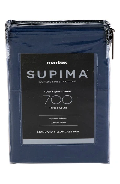 Martex Set Of 2 Solid 700 Thread Count 100% Supima Cotton Pillowcases In Blue Indigo