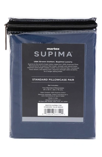 Martex Set Of 2 Solid 700 Thread Count 100% Supima Cotton Pillowcases In Blue Indigo