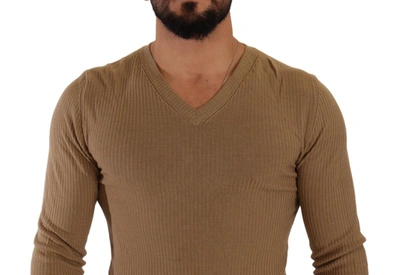 Shop Ermanno Scervino Brown Wool Knit V-neck Men Pullover Men's Sweater