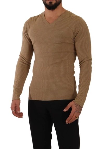 Shop Ermanno Scervino Brown Wool Knit V-neck Men Pullover Men's Sweater