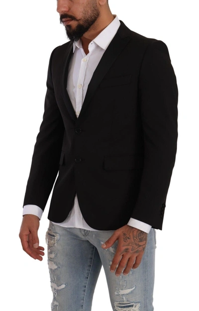 Shop Fradi Black Single Breasted Slim Fit Two Button Men's Blazer
