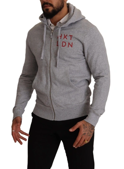 Shop Hackett Gray Full Zip Hooded Cotton Sweatshirt Men's Sweater