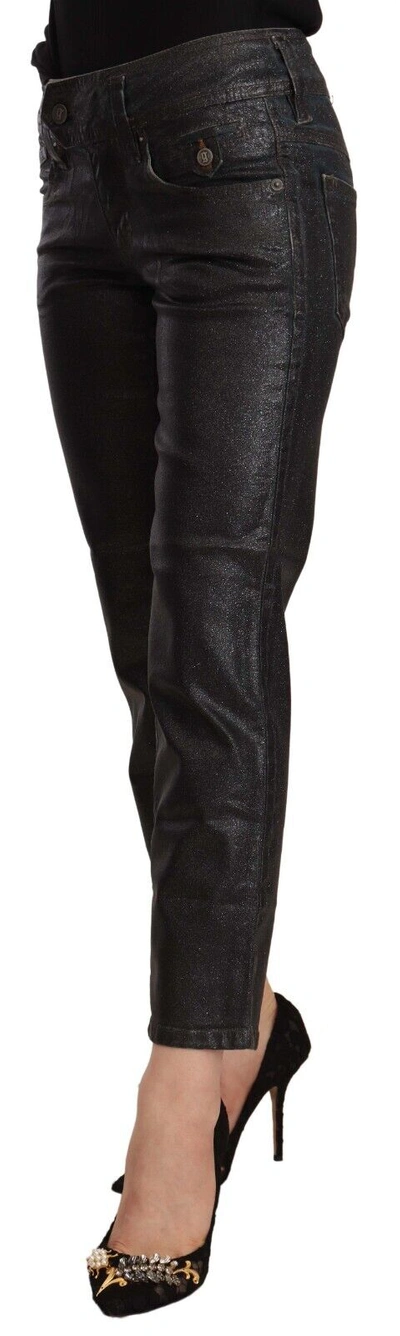 Shop John Galliano Black Glittered Mid Waist Cotton Cropped Women's Pants