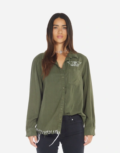 Shop Lauren Moshi Sloane Vintage Aerosmith In Military