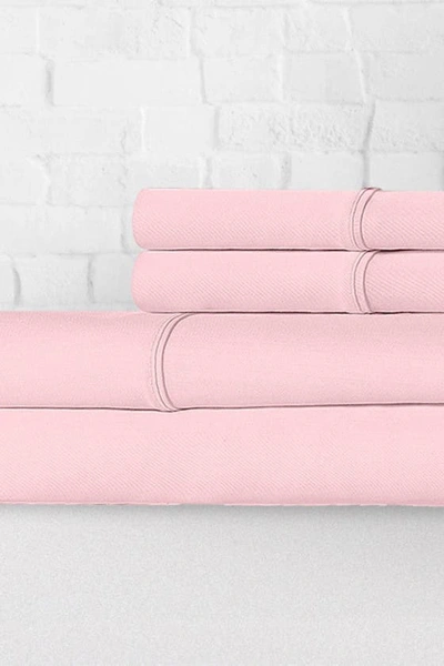 Pg Goods Luxe Cotton Percale Crisp Sheet Set In Blush