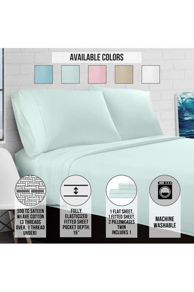 Pg Goods Luxe Cotton Percale Crisp Sheet Set In Mint