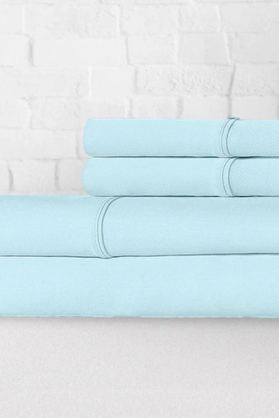 Pg Goods Luxe Cotton Percale Crisp Sheet Set In Aqua