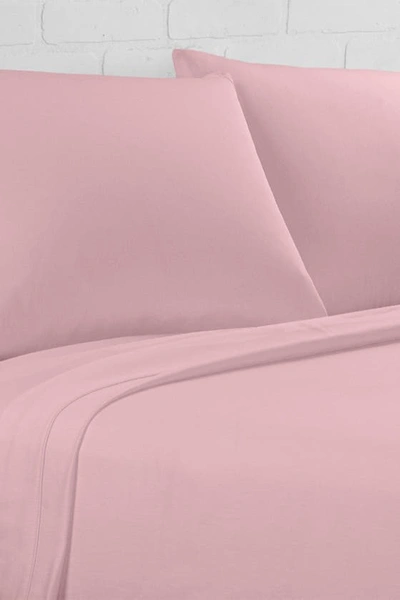 Pg Goods Luxe Cotton Percale Crisp Sheet Set In Blush