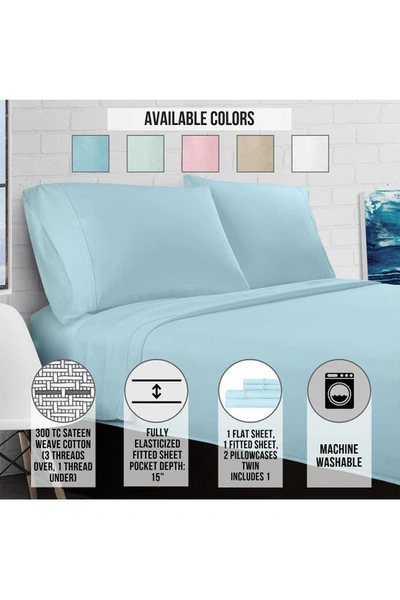 Pg Goods Luxe Cotton Percale Crisp Sheet Set In Aqua