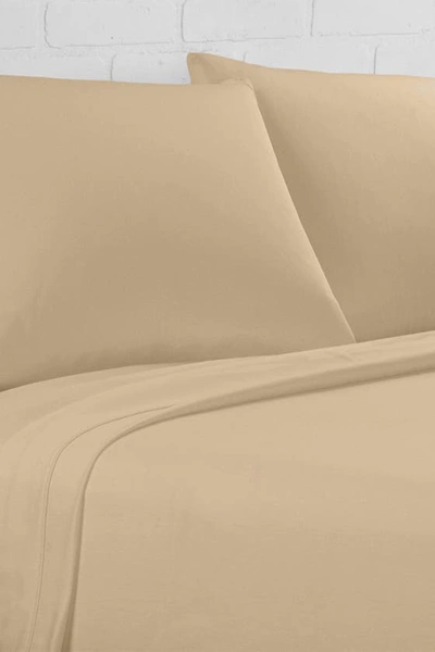 Pg Goods Luxe Cotton Percale Crisp Sheet Set In Sand