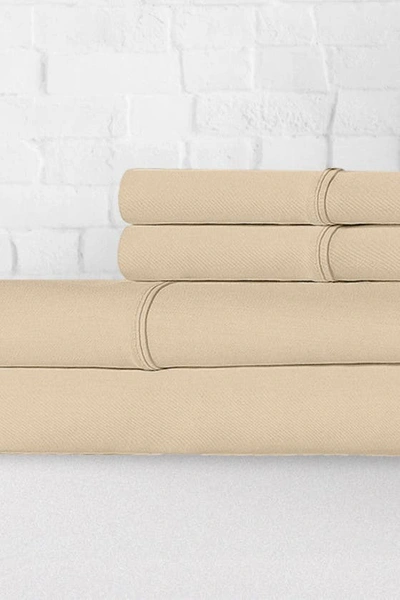 Pg Goods Luxe Cotton Percale Crisp Sheet Set In Sand