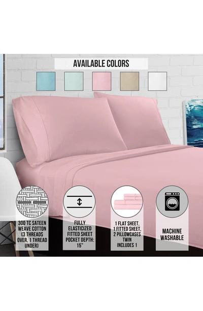 Pg Goods Luxe Cotton Percale Crisp Sheet Set In Blush