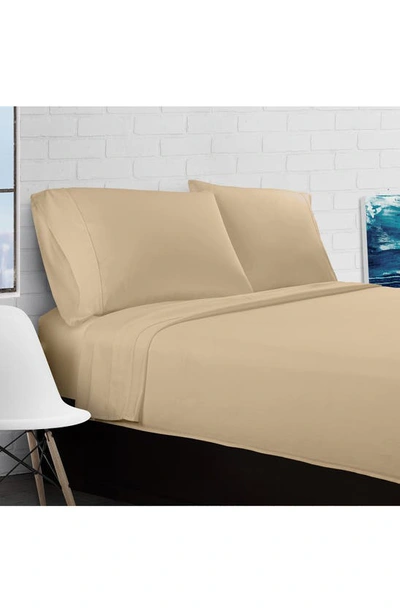 Pg Goods Luxe Cotton Percale Crisp Sheet Set In Sand