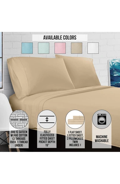 Pg Goods Luxe Cotton Percale Crisp Sheet Set In Sand
