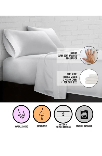 Ella Jayne Home Aqua Super Soft Triple Brushed Microfiber 4-piece Full Sheet Set In White