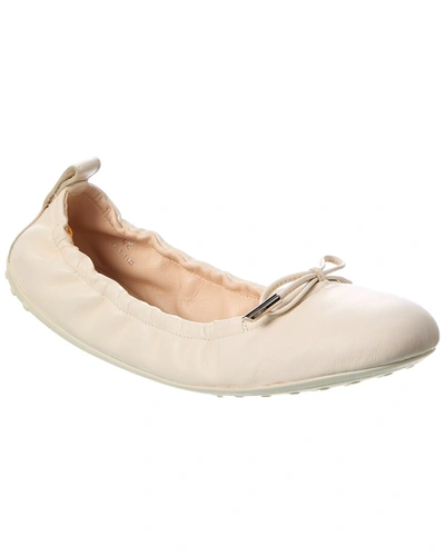 Shop Tod's Leather Ballerina Flat In Brown