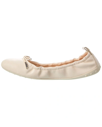 Shop Tod's Leather Ballerina Flat In Brown