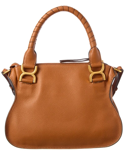 Shop Chloé Chloe Marcie Small Leather Satchel In Brown