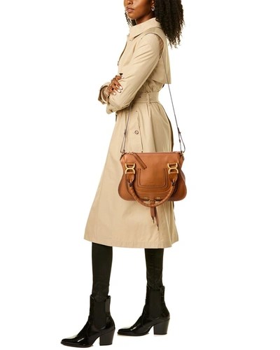 Shop Chloé Chloe Marcie Small Leather Satchel In Brown