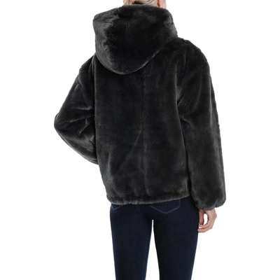 Shop Lucky Brand Womens Lightweight Cold Weather Faux Fur Coat In Black