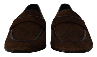 Shop Dolce & Gabbana Men's Dress Loafers Leather Slip Men's Shoes In Brown