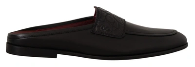 Shop Dolce & Gabbana Leather Caiman Sandals Slides Slip Men's Shoes In Black